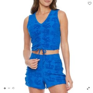 Juicy by Juicy Couture Royal Blue Ruched Terry Cloth Tank Top Size Medium